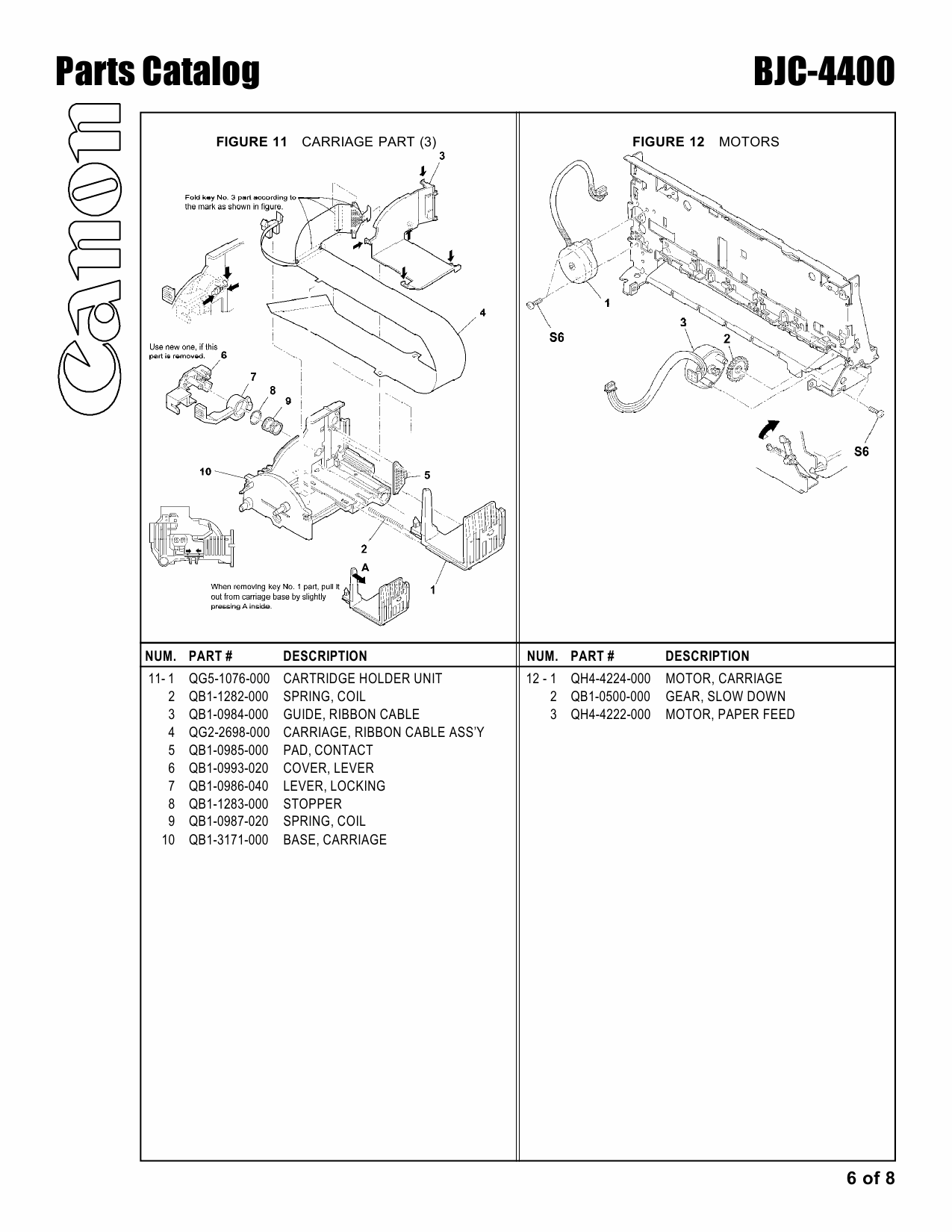 Canon BubbleJet BJC-4400 Parts Catalog Manual-6